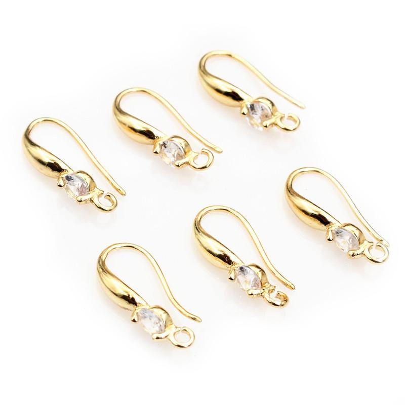 10pcs 18x8mm with Zircon Earring Hooks Wires Brass Material DIY Jewelry Making Accessories Handmade Earrings Findings