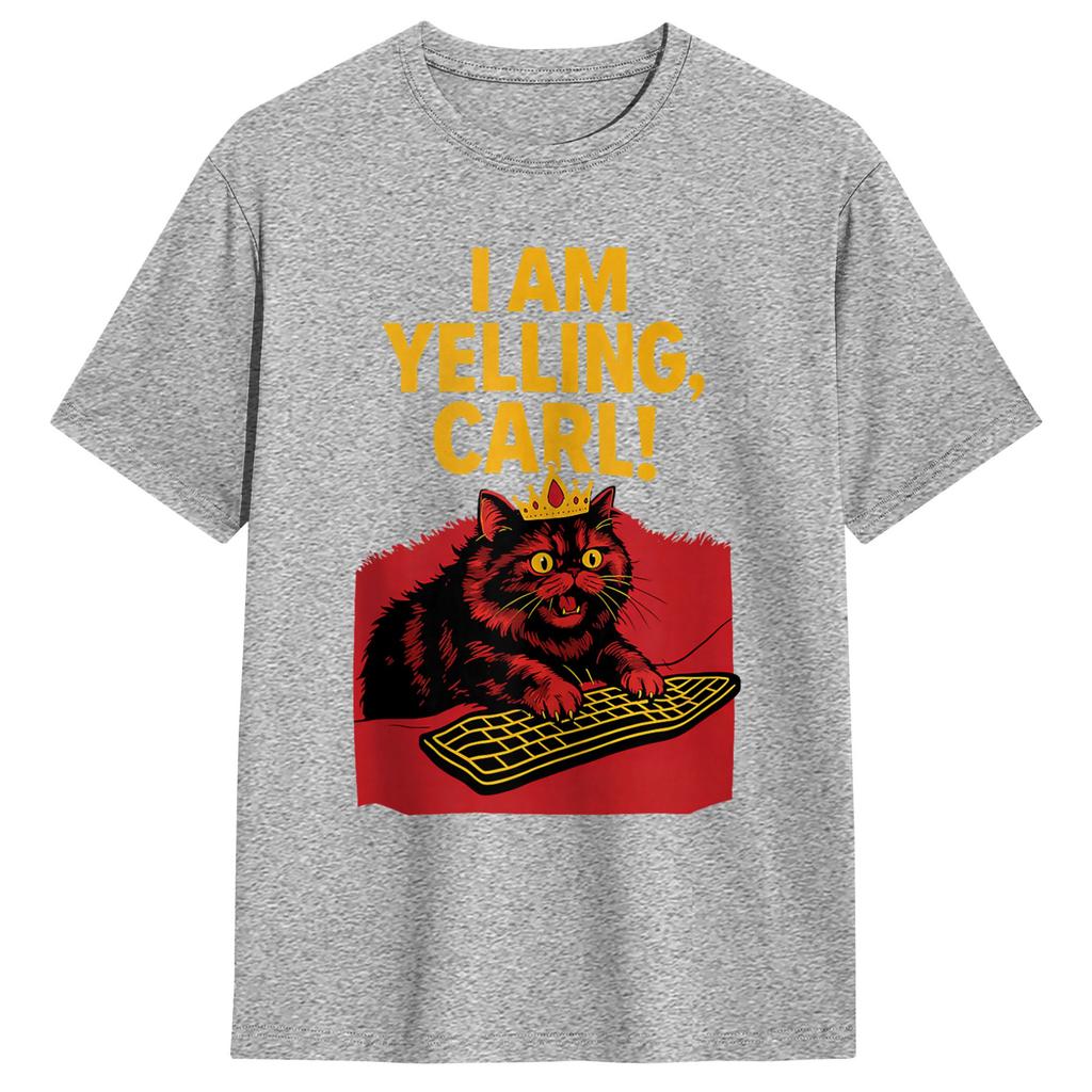 I Am Yelling Carl Screaming Cat Meme T Shirt Harajuku Tshirts Shortsleeve Vintage Tops Summer 100 Cotton 4xl 5xl 6xl Tees