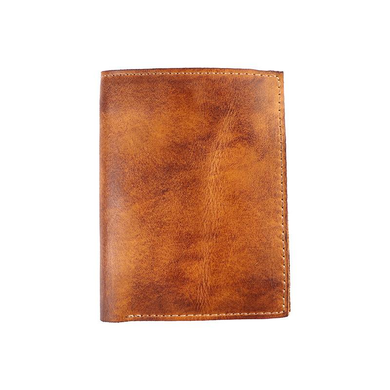 Handmade Distressed Genuine Leather Men's Wallet with Multiple Card Slots, Short Style, Top Layer Cowhide, Vintage Large Banknote Wallet
