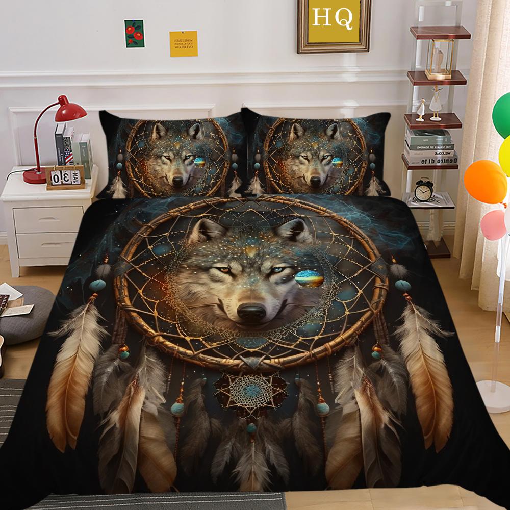 Duvet Covers Wolf Printing Polyester Twin Size Bed Clothes Children Soft High Quality Home Bedclothes