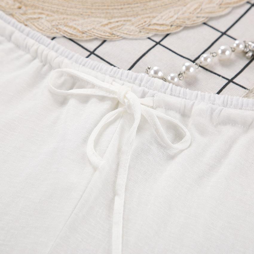 Stylish European American Knit White Round Neck Long Sleeve Pajama Set Soft Skin Friendly Home Service Suit Comfortable Sleepwear