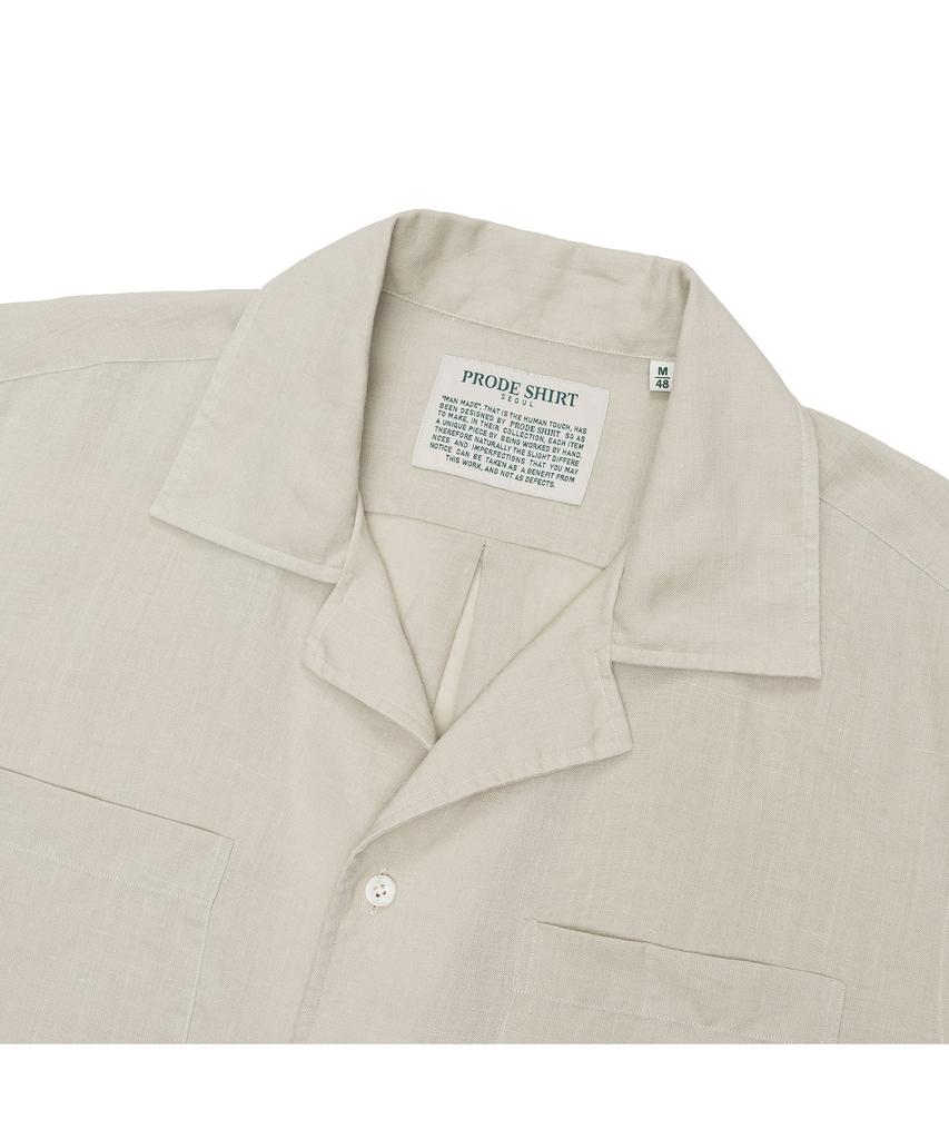 PRODESHIRT [Semi-Oversized] Cuban Open Collar Linen Shirt (Grey)