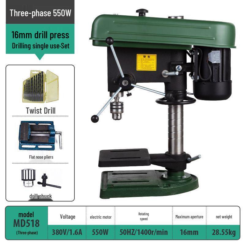 220V Industrial Bench Drill: High-Power Multi-Functional Desktop Drill Press for Metal