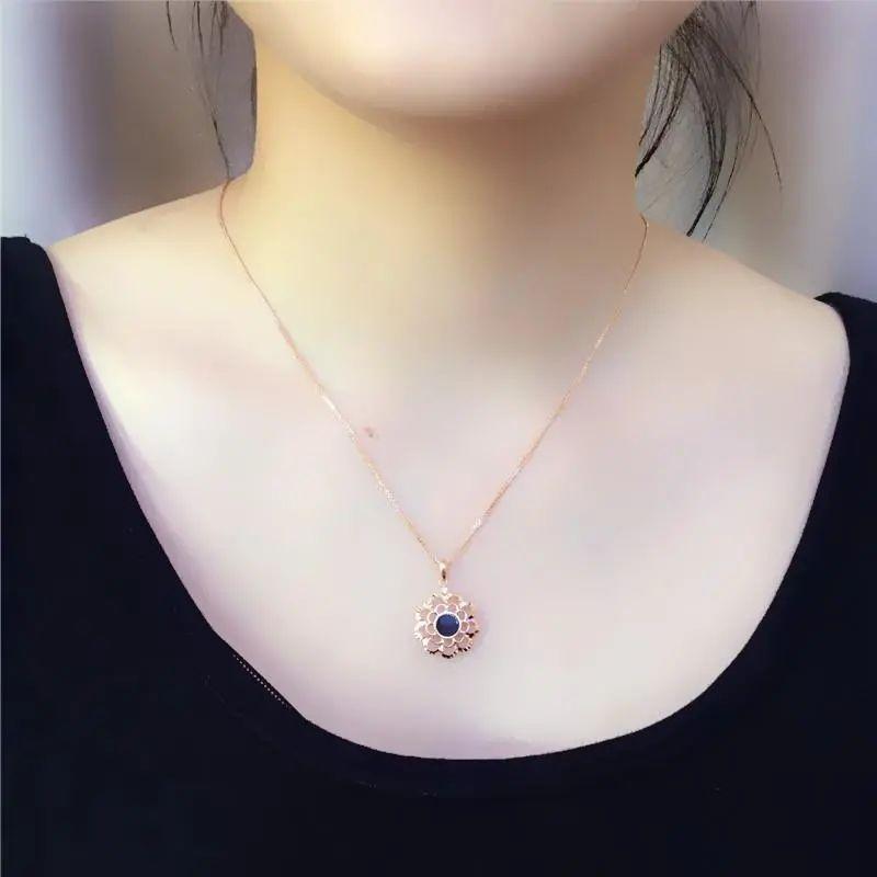 Purple Gold Shiny Hollowed-Out Flower Pendant, Simple High-End Temperament, Colored Gold-Plated Rose Gold Necklace.