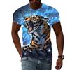 Letní móda Trička s grafikou Tiger Muži Neformální Potisk Trend Trička s krátkým rukávem Hip Hop Harajuku Streetwear se zvířecím vzorem