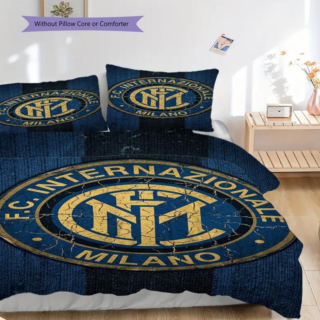 Inter Milan Emblem: Bold Design Three-piece set (1 * duvet cover + 2 * pillowcase, without core) Soft and comfortable Christmas birthday gift
