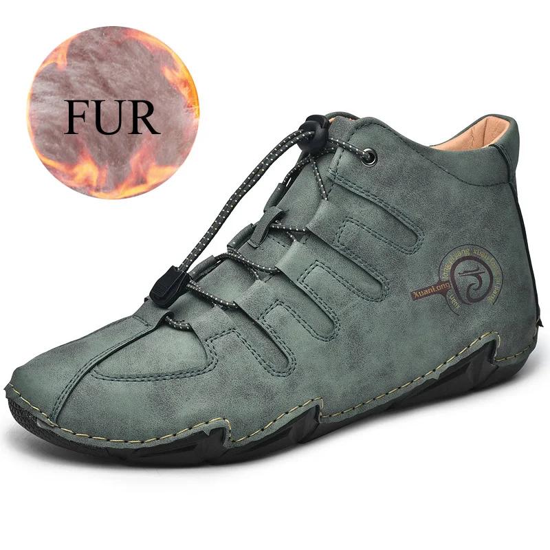 Fashion Winter Comfortable Soft Soled Hiking Boots Men High Top Sneakers Casual Shoes Fashion Casual Shoes Men's Plush Warm Brogue Shoes