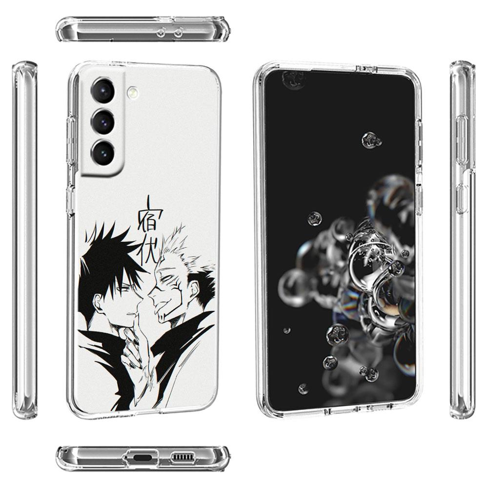 Niedliche Jujutsu Kaisen Anime Klare Hülle für Samsung Galaxy S22 S20 FE S21 S10 S9 Plus Note 20 Ultra 10 Lite Transparente Handyhülle