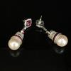 Exquisite Luxury Pearl & Diamond Stud Earrings in Copper with Silver Needle Design