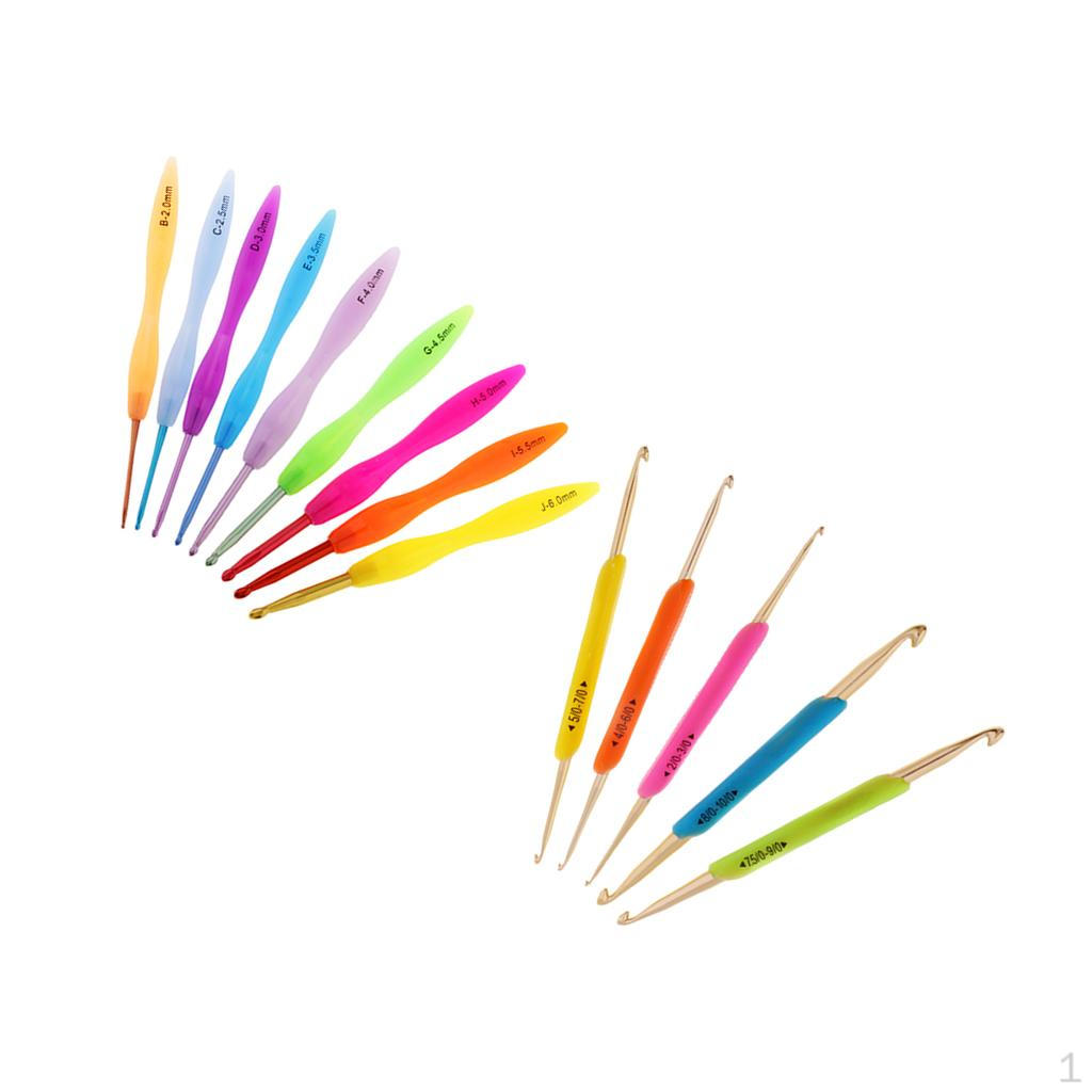 14Pcs/lot Aluminum Crochet Hook with Plastic Grip Knitting Weaving