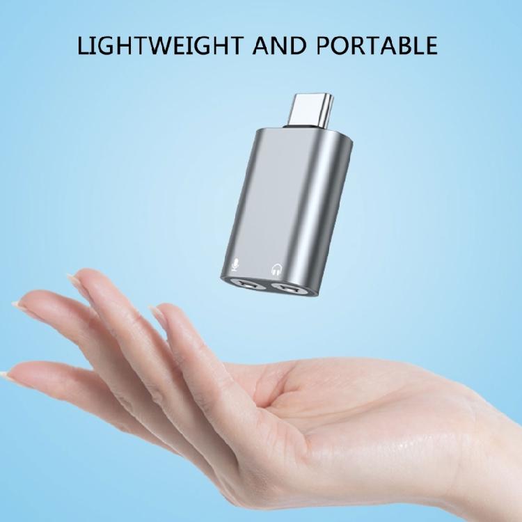 Double 3.5mm Headphone Adapter, USB C Double Headphone Splitter Type C To Auxiliary Female Port External Sound Card