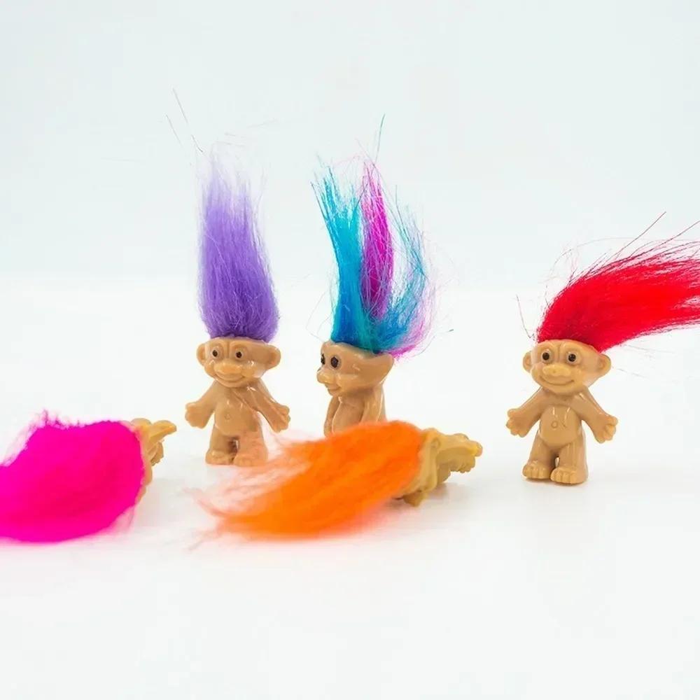 5/10Pcs Mini Troll Dolls Anime Action Figure Colorful Hair Family Members Models Collection Kids Toys for Home Decoration Gift