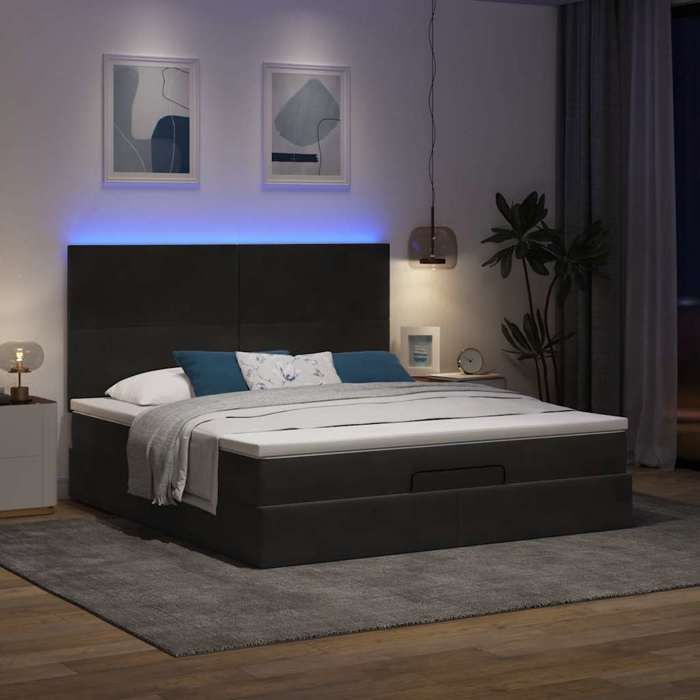 VidaXL Cadre de lit ottoman avec matelas noir 160x200 cm velours, cadre de lit, cadre de lit rembourré, cadre de lit ottoman 3314260