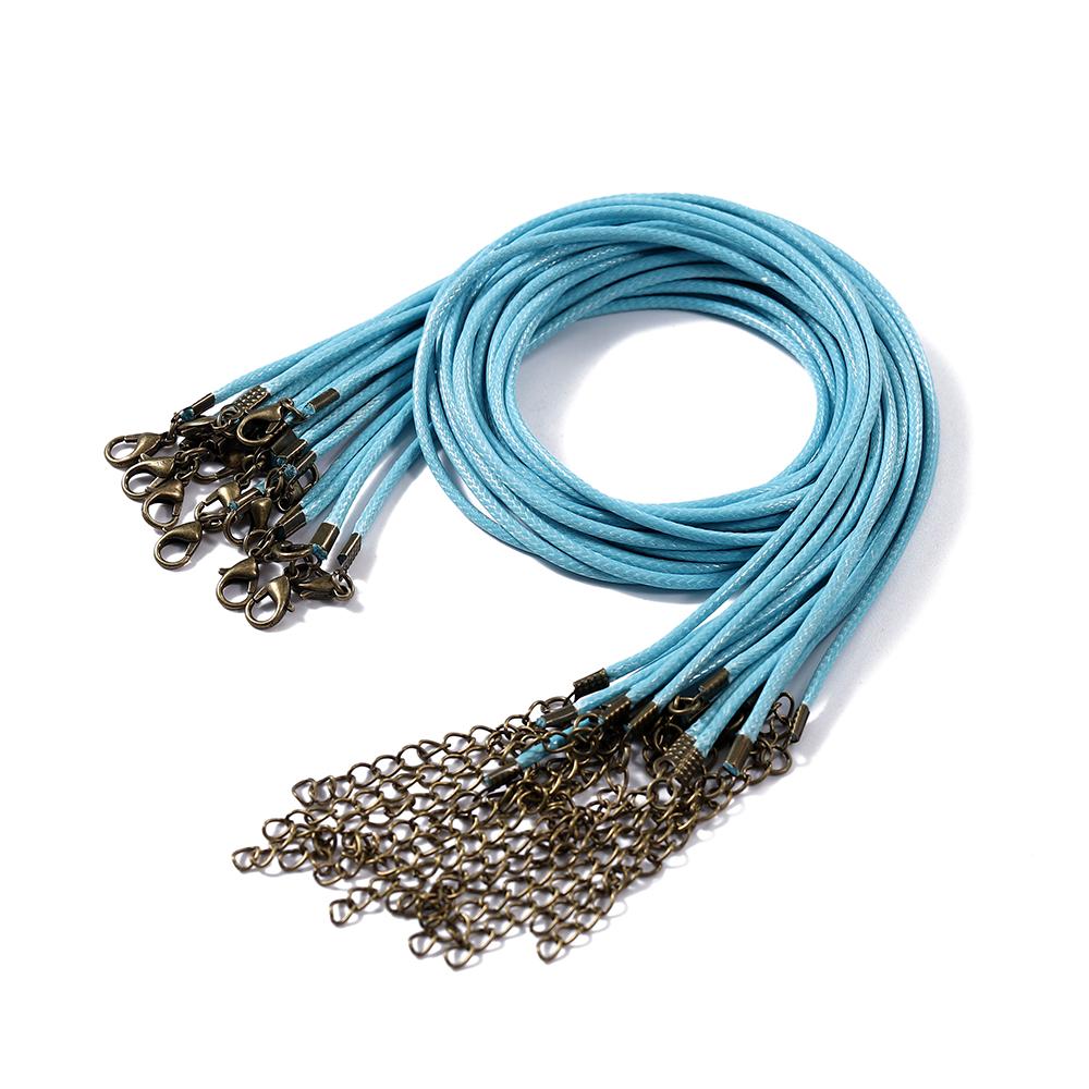 10Pcs 1.5/2mm Colorful Leather Braided Rope Bronze Lobster Clasp Tail Chain Connector for DIY Pendant Jewelry Making Supplies