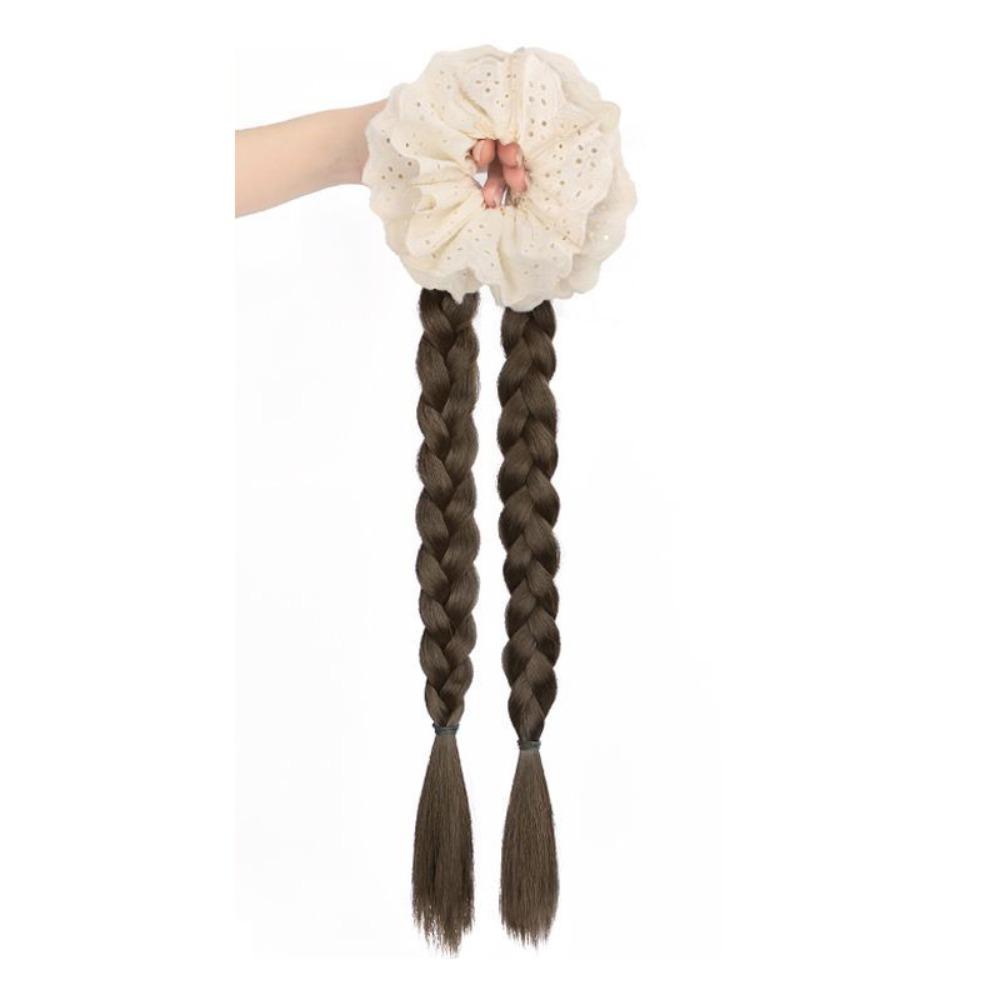 

Korean Style Hair Bands Ponytail Holders Hair Artifact Boxing Braided Wig Daily White-Cold Brown