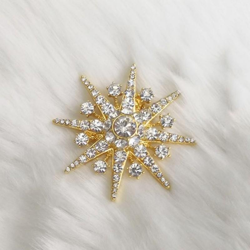 2024 NEW Trendy Luxury Snowflake Brooches Unisex Simple Original Rhinestone Brooch Pins For Women Man Jewelry Gifts Dropshipping