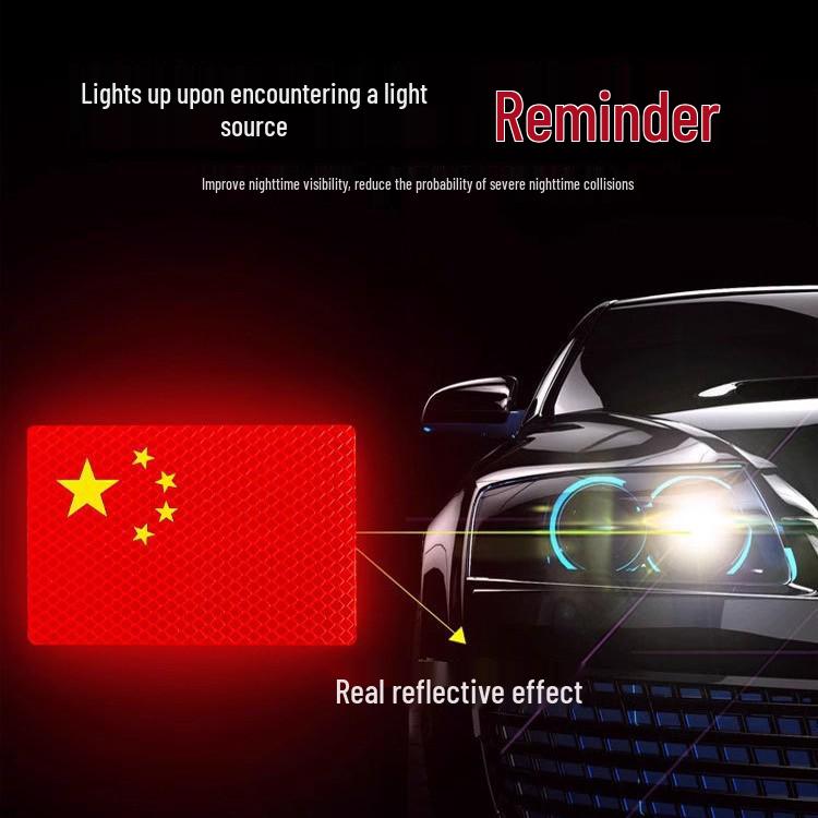 Magnetic Five-Star Red Flag Car Sticker - Reflective Patriotic Decoration Scratch Cover