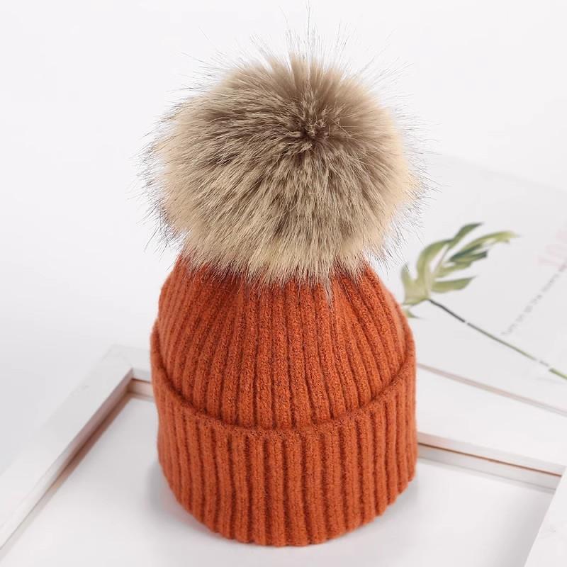 Hat Women's Winter Versatile Thickened Hairball Wool Hat Tide Student Autumn Winter Pullover Thickened Knitted Hat