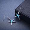 Cute Sea Animal Starfish Necklace Earrings Jewelry Sets Imitation Blue Opal Stud Earrings For Women Wedding Band Gifts