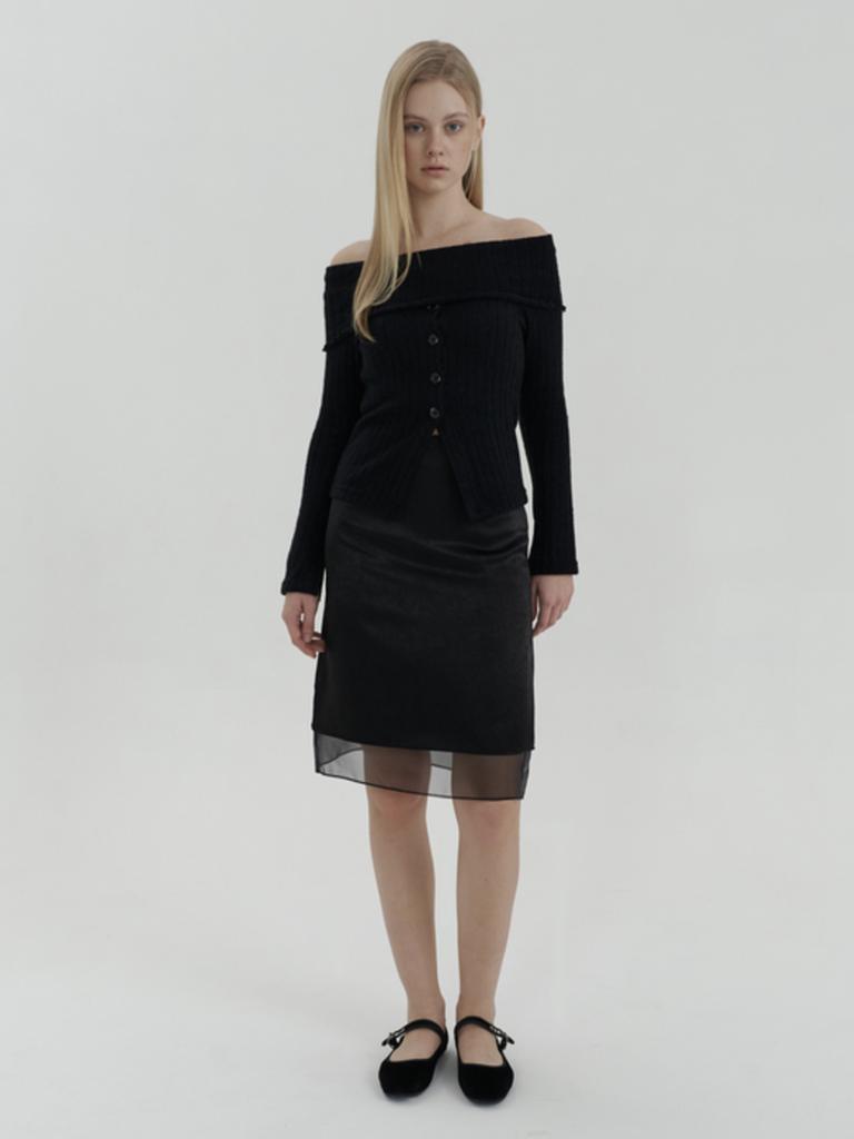 Kinder Baby Satin Layered Midi Skirt - Black