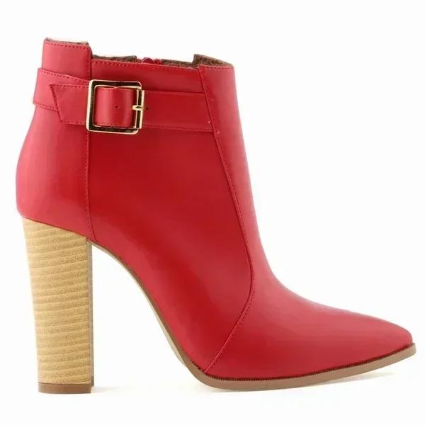 Women Ankle Boots Winter Autumn Fashion Pointed Toe 11cm Thick High Heels Lady Shoes Heeled Sexy Nightclub Red Short Boots