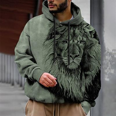 Melancholic Lion 3D Digital Printed Men's Personalized Trendy Hoodie Sweatshirt