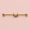 Stainless Steel Long Ear Bridge Piercing Jewelry With Small Gold Snake Bee Double Holes