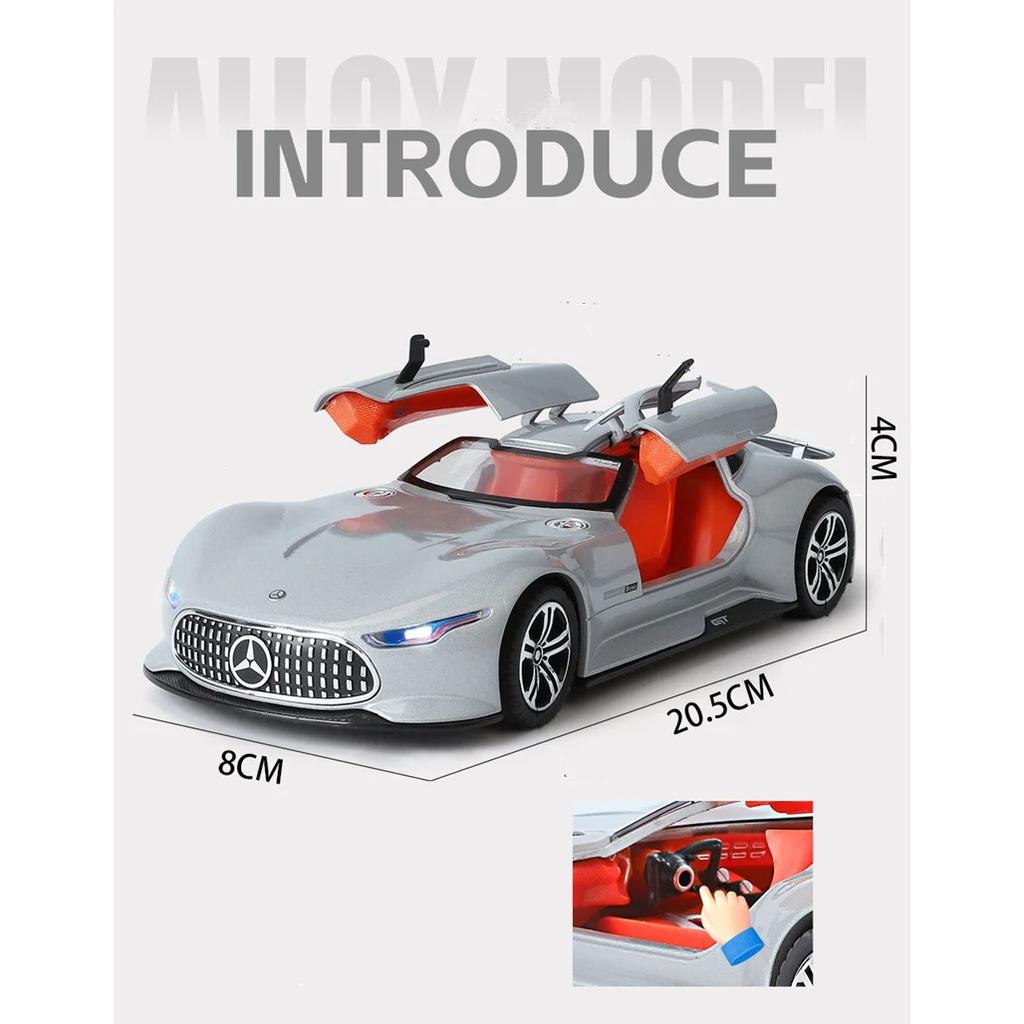 1/24 Benzs Vision GT Alloy Concept Sports Car Model Diecast Metal Racing Car Vehicles Model Simulation Sound Light Kids Toy Gift