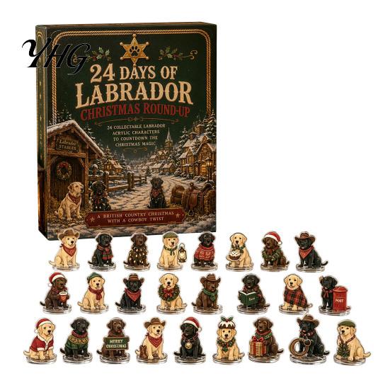 Calendario de Adviento de Figuras de Perros Coleccionables, Cuenta Regresiva Navideña de 24 Días, Juego de Adornos Acrílicos con Figuras Mini de Decoración Festiva, Colgante para Árbol