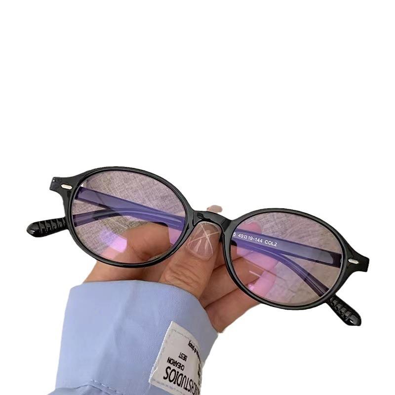 Plain Face Tortoiseshell Oval Glasses Female Student Anti-Blue Light Glasses Flat Glasses Glasses Frame Can Be Matched