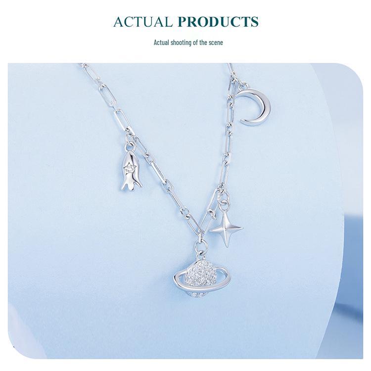 Avle Universe Star Necklace - S925 Sterling Silver with Platinum Plating, All-Match Jewelry for Women (BSN292)