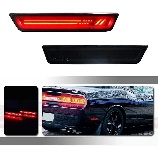 

logo style Full White Led Smoked lamp kit Compatible With 2008 2009 2010 2011 2012 2013 2014 Dodge Challenger R/T Classic Rallye Redline SRT8 SRT SXT Racing Smoked lens Red Le