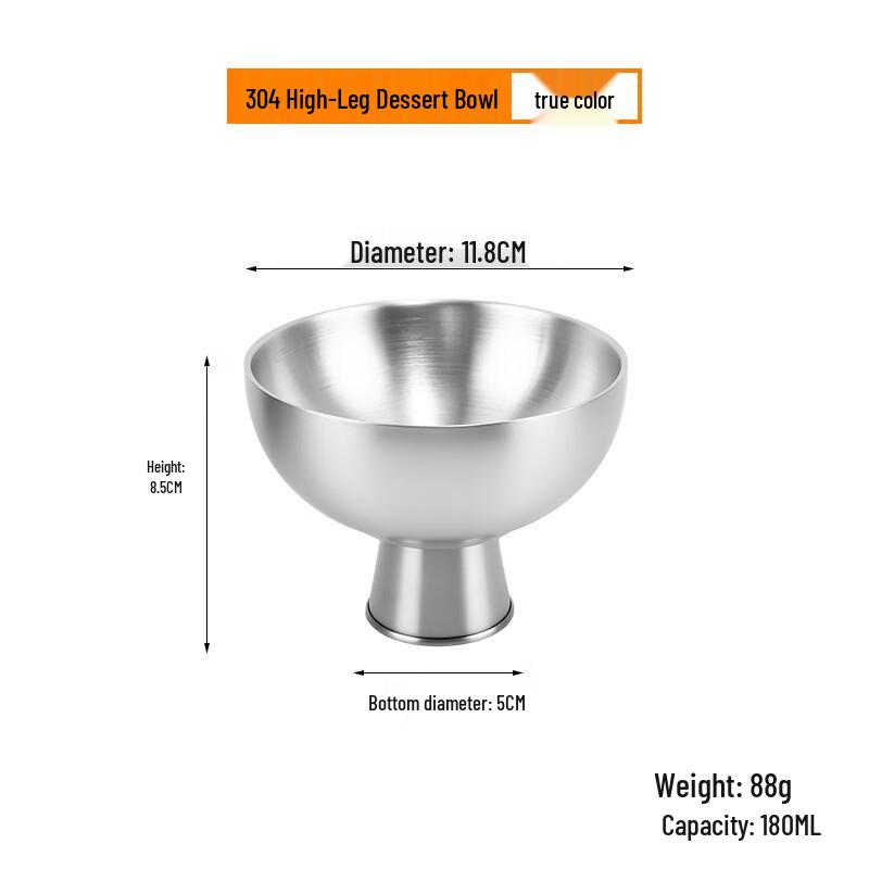 ZISIZ Stainless Steel Dessert Bowls, 2-Pack