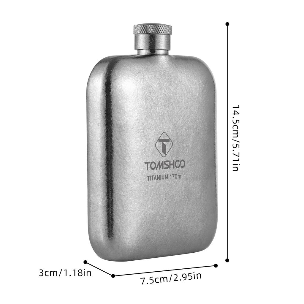 Wine Flask Men"s Whiskey Flask Titanium Bottle 170ml Lightweight for Camping with Square Cap Design