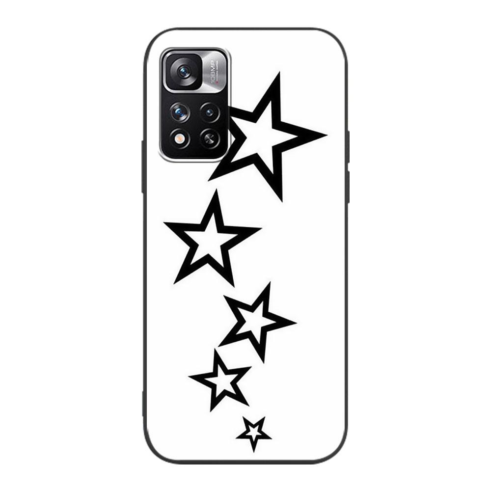 Case for Xiaomi Redmi Note 12 9S 8 10 11 Pro 10C 9C 9A 8T 8A 10S 11T 11E 9T 9i Black Silicone Phone Cover Stars Five-Pointed