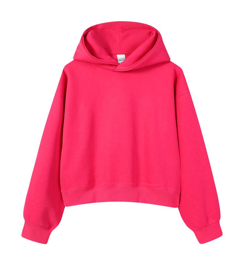 Silver Fox Velvet Women's 450g Heavyweight Hooded Sweatshirt - Short, Trendy Drop Shoulder Pullover for Autumn/Winter