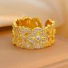 Elegant Chinese-Inspired Gold-Plated Vajra Ring with Cubic Zirconia - Women's Luxurious Ruyi Design and Long-Lasting Color Retention