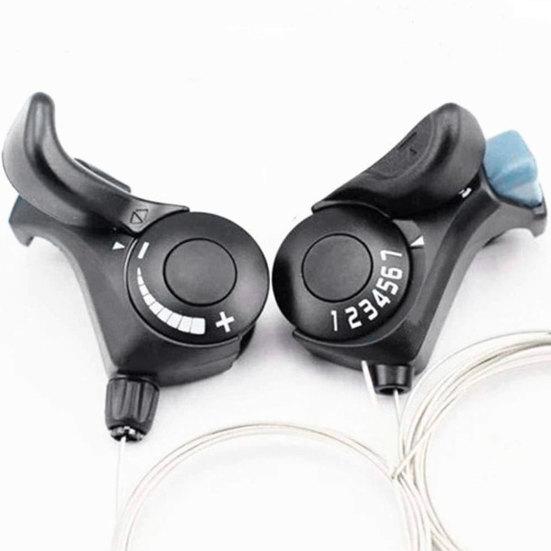 1 Pair Bicycle 3x7 Speed Shift Lever Thumb Gear Shifters for Road Folding Bike