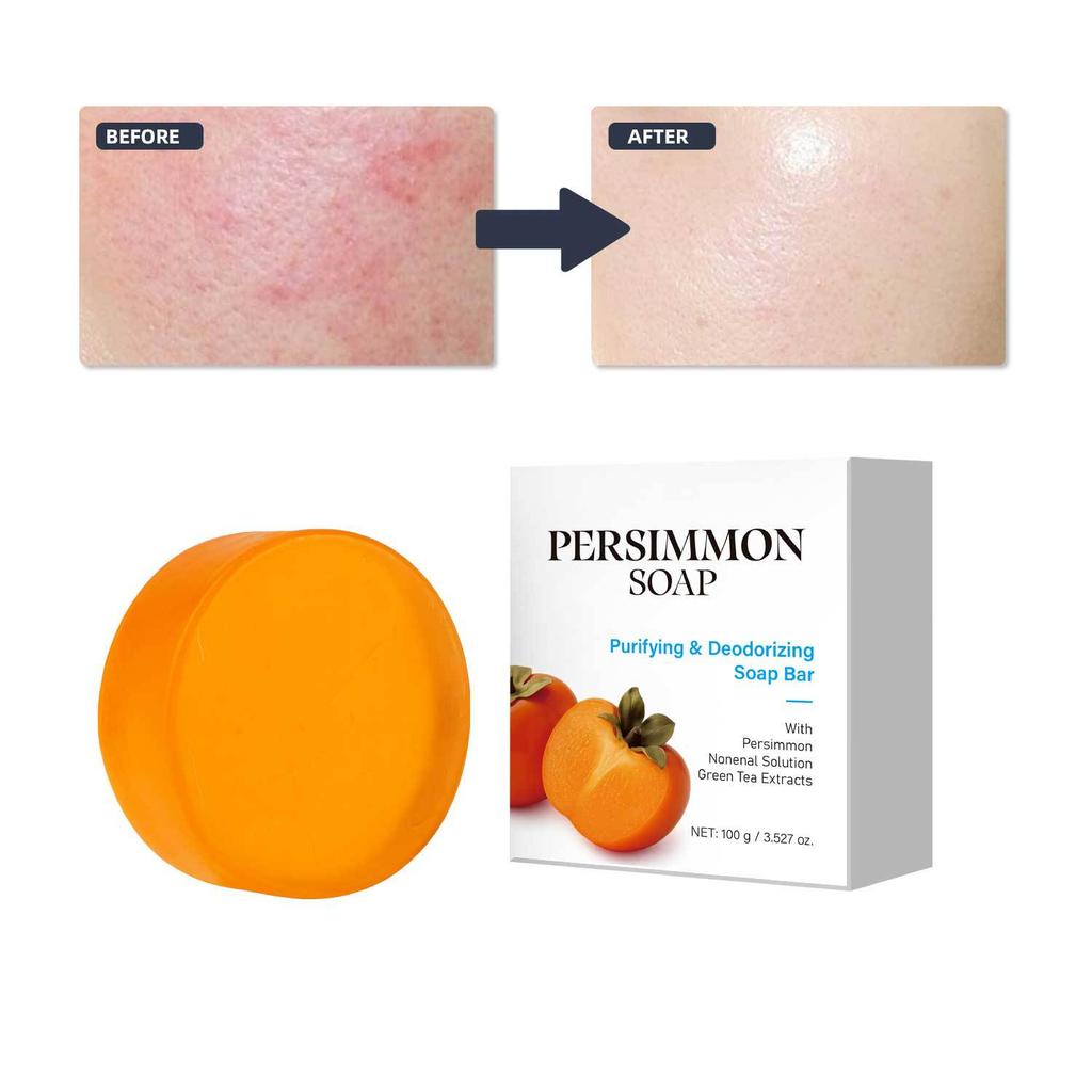 Natural Persimmon Soap – Purifying & Deodorizing Bar for Daily Cleansing, Suitable for All Skin Types, 100g less