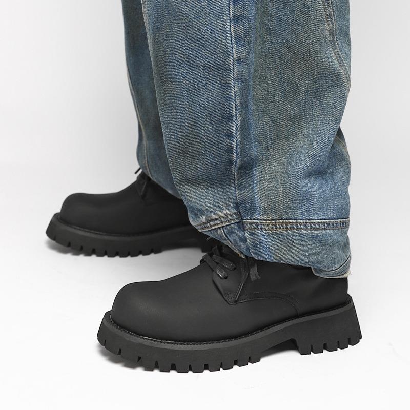 New big head leather shoes men's retro platform tooling big head shoes men's Martin small leather shoes men's trend