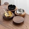 Creative Wooden Ashtray with Lid Stainless Steel Lining Windproof Smoke Proof Durable Easy To Clean Ashtray Cigar Box Decoration