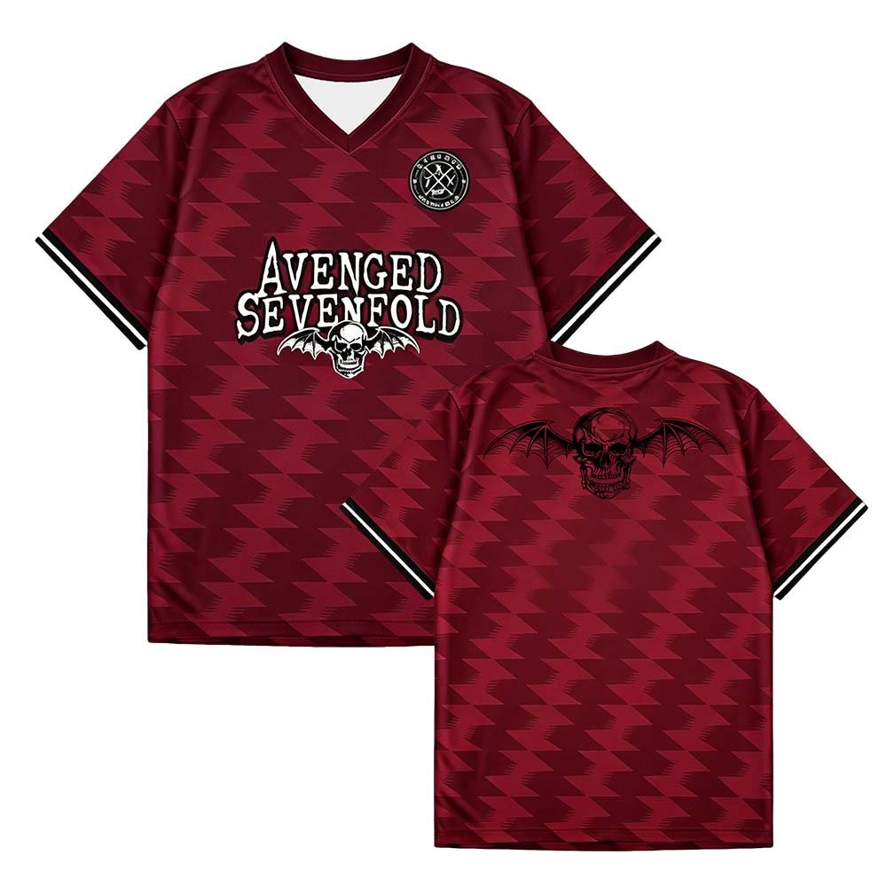 Avenged Sevenfold Football Tees V-neck Summer Short Sleeve Male T-shirt Jersey Streetwear Unisex Casual Fashion Print Merch Top
