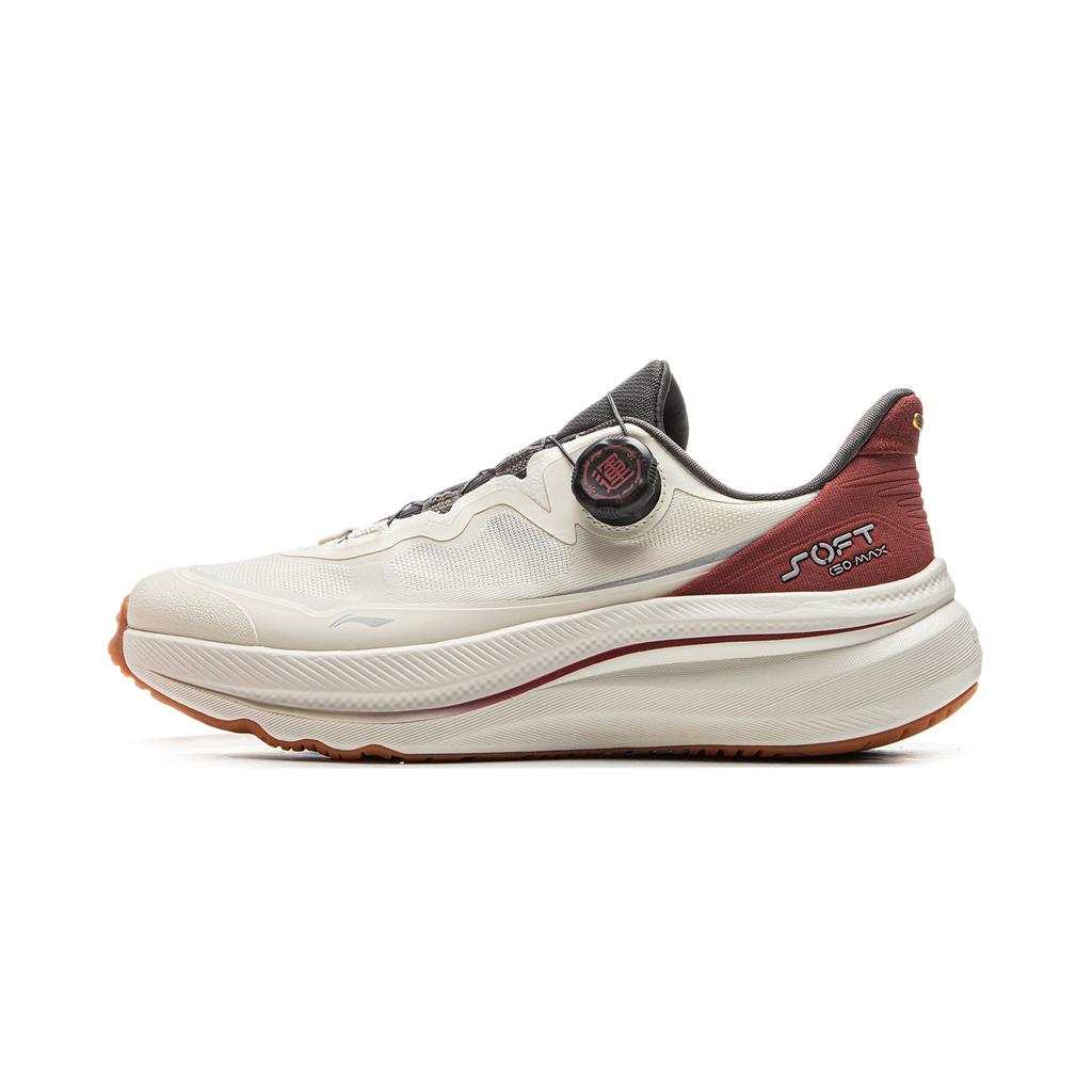 Li Ning Soft Go Max 2 Retro Versatile Fashion Classic Shock Absorption Non-Slip Wear-Resistant Low-Top Casual Shoes Men Sneakers White Red AGLV001-3