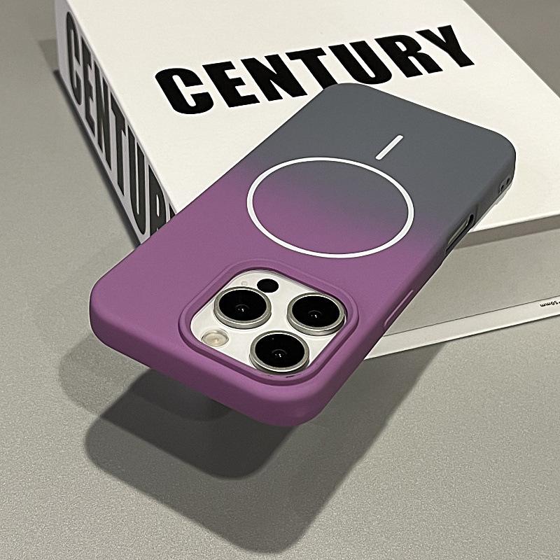 

Applicable To IPhone 16 Two-color Gradient Thin Circle Magnetic Suction Phone Case Apple 15 Liquid Silicone Anti Fall Soft Protection Case iPhone 12 PROMAX