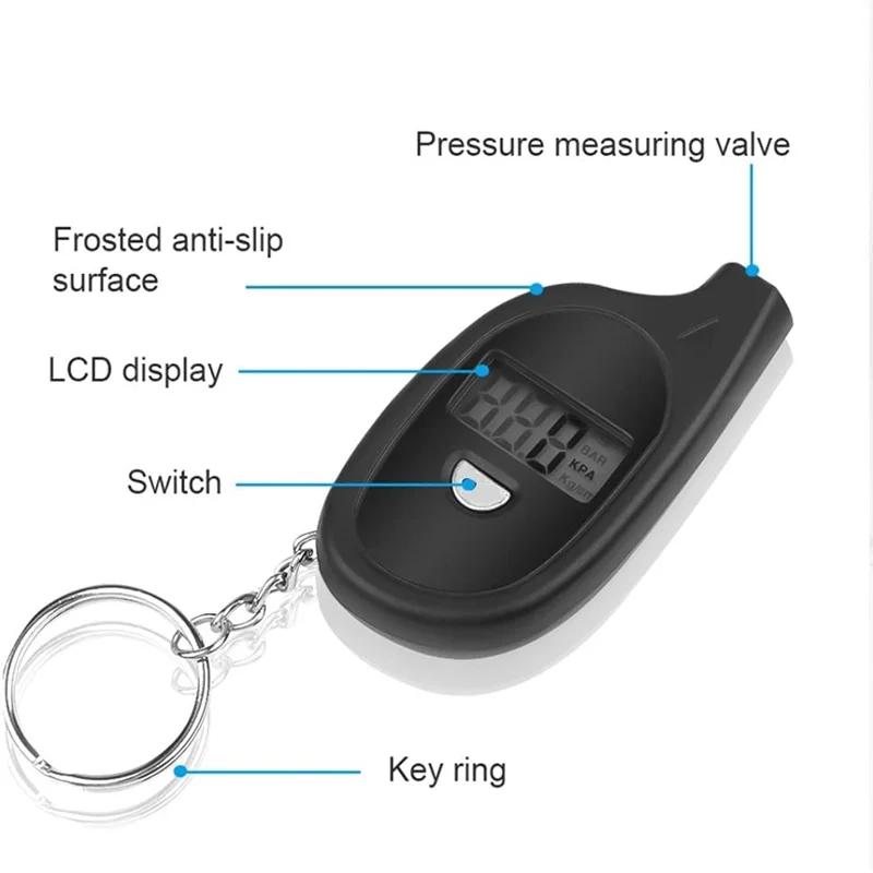 Keychain Style Tire Gauge Digital Lcd Display Monitor Systems Car Tire Air Pressure Tester Meter  Motorcycle Tire Safety Alarm