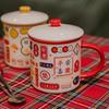 Chinese Style Retro Ceramic Cup with Lid Large Capacity National Trend Vintage Drinking Mug for Home Office