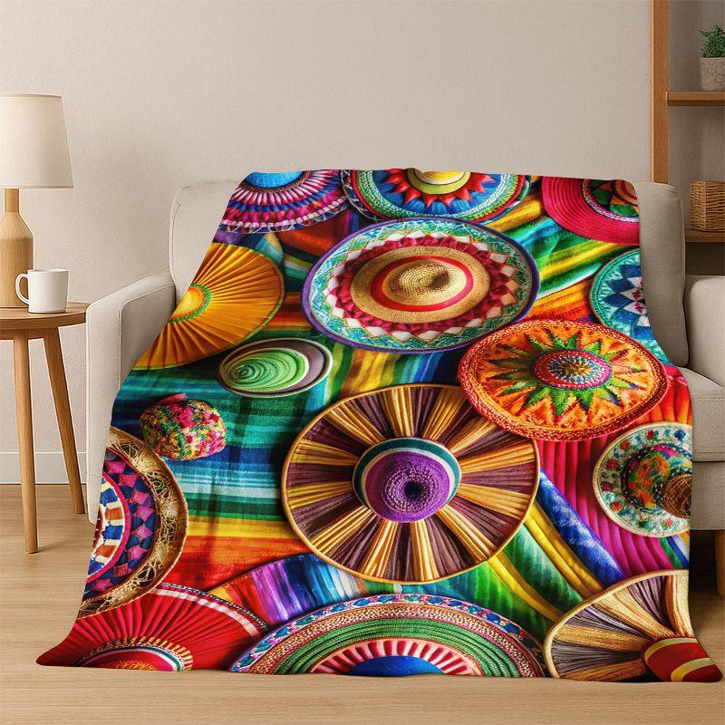 Äthiopien Blumen Gewebte Kunstkorb Mandala Flanell Decke Weiche Warme Überwurfdecke für Schlafzimmer Wohnzimmer Bett Reise Camping