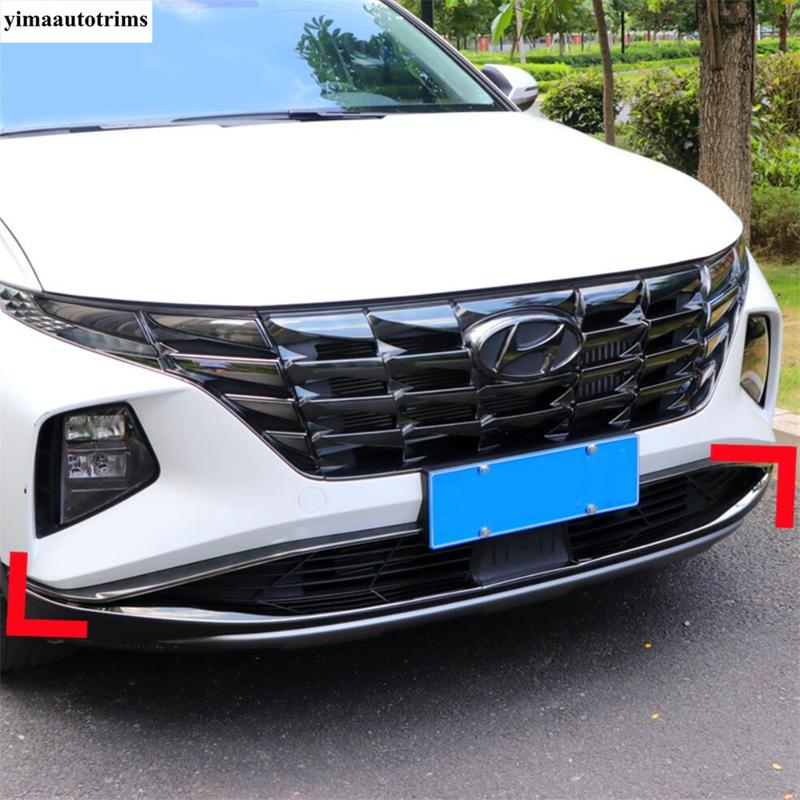 Car Front Lower Bottom Bumper Molding Strips Cover Trim Stainless Steel Accessories Exterior For Hyundai Tucson NX4  -