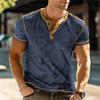 Summer 3D Printed Men's Button T Shirt Retro Patchwork Pattern Cool Breathable Short Sleeve Trendy Casual T Shirt Oversized Top