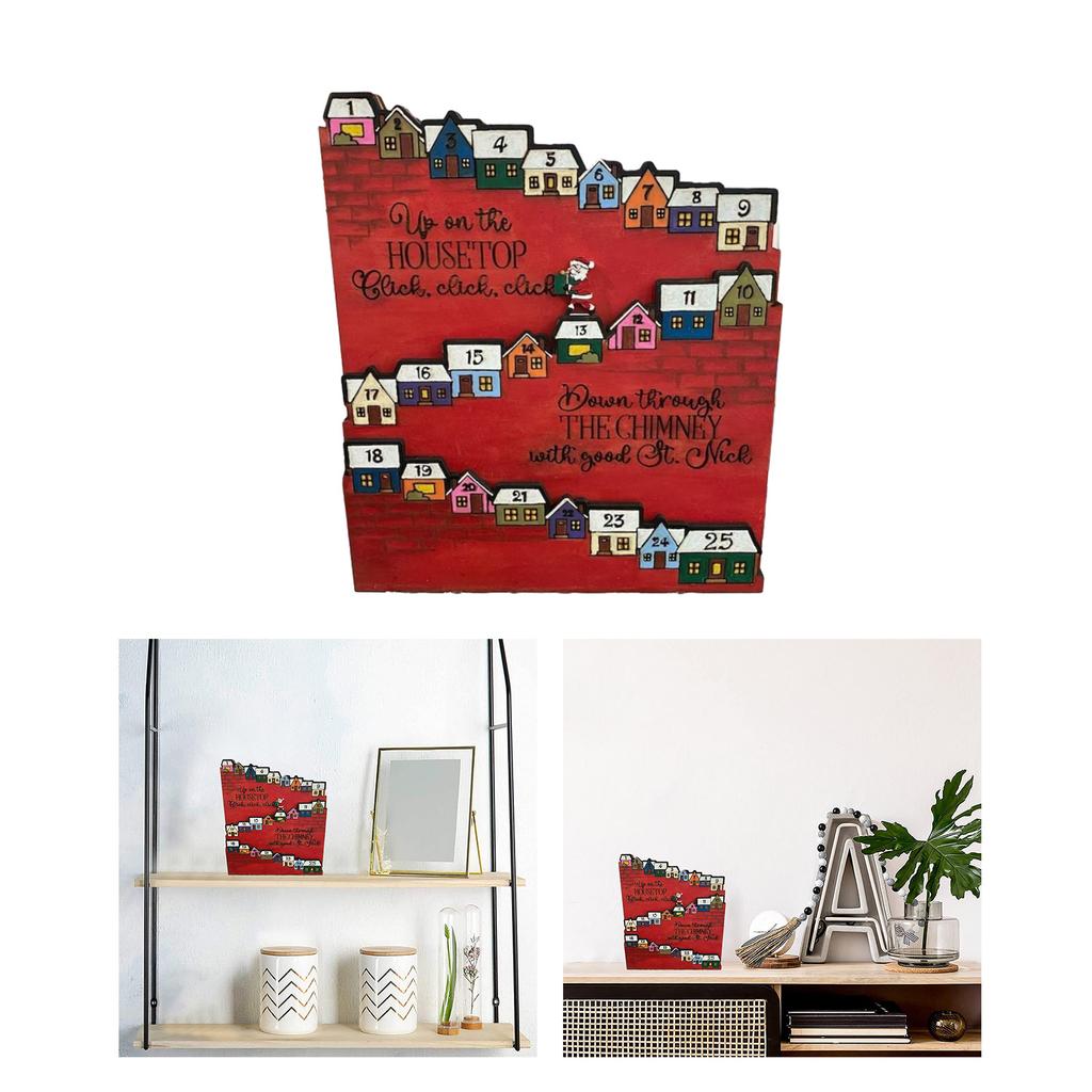 Wood Christmas Advent Calendar Christmas Party Ornaments Kid Toy Castle Santa Christmas Countdown Calendar 2023 New Year